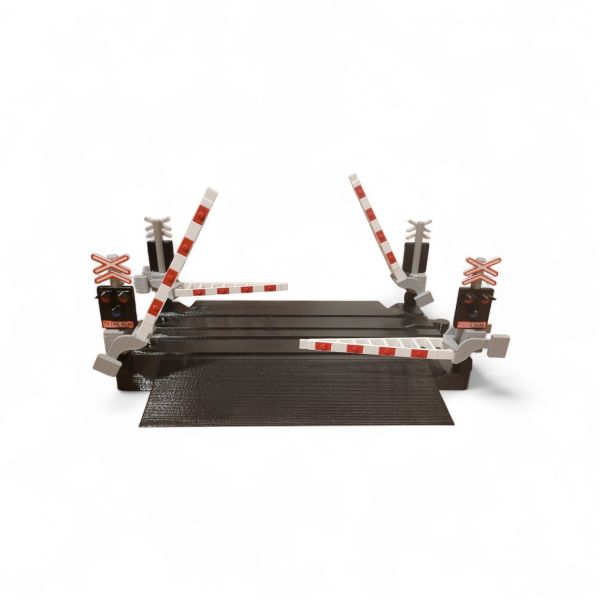 Přejezd dvoukolejný s výstražníky AŽD 71 čtyř závorový